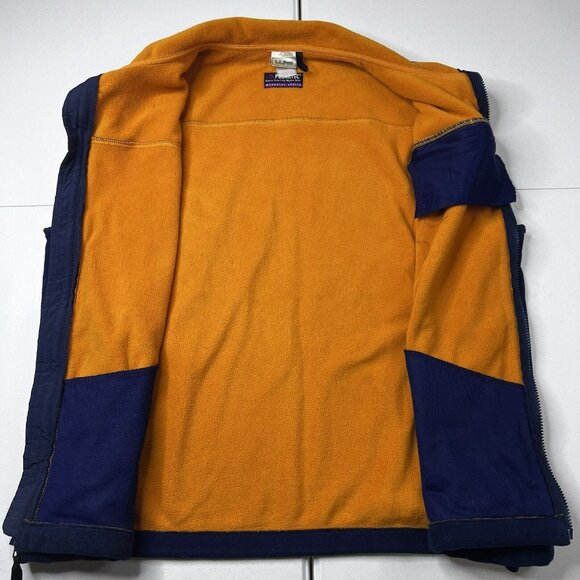 L.L. Bean Fleece Full Zip Vest Blue Orange Men’s Size XL - Picture 5 of 6